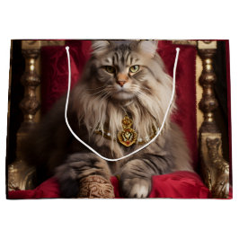 「遊び心あふれる猫デザインのバッグ - 猫好きのためのキュートなアクセサリー」 ラージペーパーバッグ