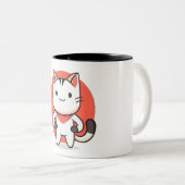 遊び心あふれる猫デザインの陶器マグカップ ツートーンマグカップ (正面右)