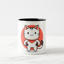 遊び心あふれる猫デザインの陶器マグカップ ツートーンマグカップ