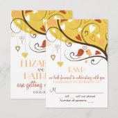 遊び心あふれる秋の恋人たち　出欠お返事カードご招待 出欠カード (正面/裏面)