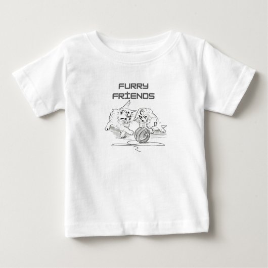 遊び心あふれる糸のタンゴ — 遊ぶ2匹の子猫Tシャツ ベビーTシャツ (正面)