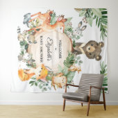 遊び心あふれる緑豊かな森の赤ちゃん動物たちを歓迎 タペストリー (インサイチュ(横))