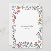 遊び心あふれる花の春のモダンウェディングQRコード 招待状 (裏面)