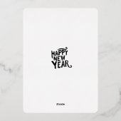 遊び心あふれる華やかな新年のカラフルな風船のタイポグラフィ 箔招待状 (裏面)