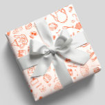 遊び心あふれる落書きスタイルのティーパーティー ラッピングペーパー<br><div class="desc">遊び心あふれる落書きスタイルのティーパーティーの包装紙。ケーキや湯飲み、急須などがデザインされている</div>