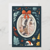 遊び心あふれる装飾的な水彩画のホリデーフレーム シーズンカード (正面)