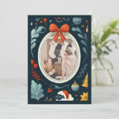 遊び心あふれる装飾的な水彩画のホリデーフレーム シーズンカード (スタンド正面)