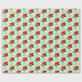 遊び心あふれる赤いクリスマスのカラー子猫の休日 ラッピングペーパー (フラット)