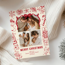 遊び心あふれる赤い落書き 3枚の写真 クリスマス