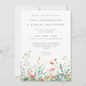 遊び心あふれる野の花の牧場での結婚式 招待状 (正面)