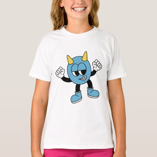 遊び心あふれる青いモンスター Tシャツ (正面)