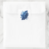 遊び心あふれる青いBLUE LEAVES AND GLITTERY BUBBLES スクエアシール (バッグ)