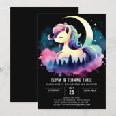 遊び心あふれる馬の誕生日 招待状 (正面/裏面)