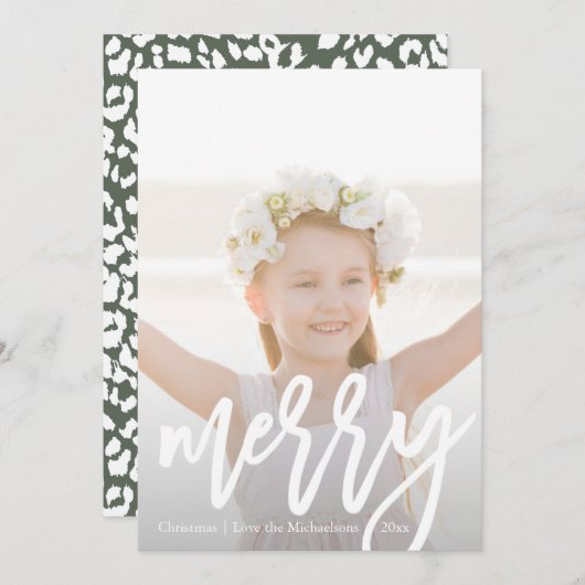 遊び心あふれる エレガントで 陽気な スクリプトに ヒョウ柄をプラスして シーズンカード (正面/裏面)