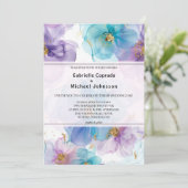 遊び心あふれる 明るい色彩の花 水彩 結婚式 招待状 (スタンド正面)