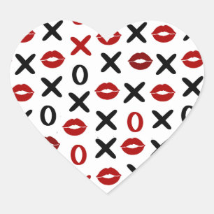 遊び心あふれる XO と赤い唇 – モダンラブパターン ハートシール
