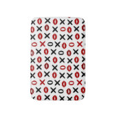 遊び心あふれるXOと赤い唇のモダンラブパターン バスマット (正面縦)