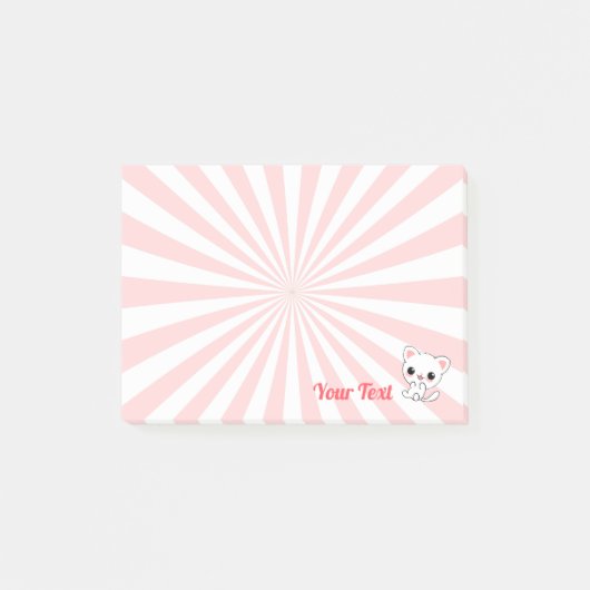 遊び心いっぱいのカワイイ白子猫カスタム ポストイット (正面)