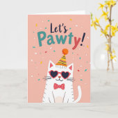 遊び心いっぱいの子猫の誕生日カード カード (黄色い花)