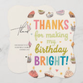 遊び心たっぷりのカップケーキ 誕生日お礼カード ノートカード (正面/裏面)