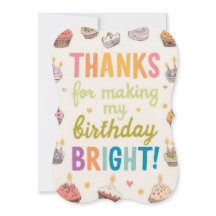 遊び心たっぷりのカップケーキ 誕生日お礼カード