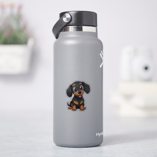 遊び心たっぷりのダックスフンドの子犬 - かわいいパステルスタイル シール (HydroFlask)