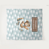 遊び心たっぷりのテディベアパイロット ベイビーシャワーの写真小道具 タペストリー (正面(横))