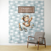 遊び心たっぷりのテディベアパイロット ベイビーシャワーの写真小道具 タペストリー (インサイチュ)