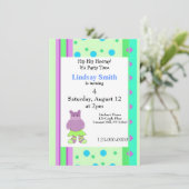 遊び心たっぷりのバレリーナヒポの誕生日招待状 招待状 (スタンド正面)