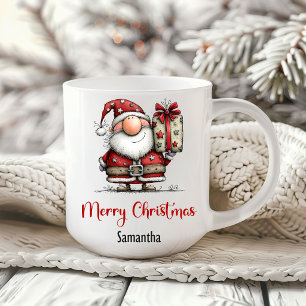 遊び心たっぷりのユーモアサンタクロースのクリスマスコーヒーマグ コーヒーマグカップ