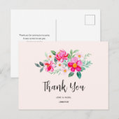 遊び心たっぷりの可愛らしいピンクの花束　ありがとう ポストカード (正面/裏面)