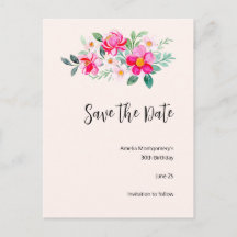遊び心たっぷりの可愛らしいピンクの花束　Save the Date