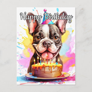 遊び心たっぷりの子犬の誕生日おめでとう ポストカード