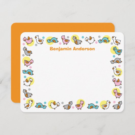 遊び心たっぷりの楽しいダッキーたち　パステルカラーのベビーシャワー サンキューカード (正面/裏面)