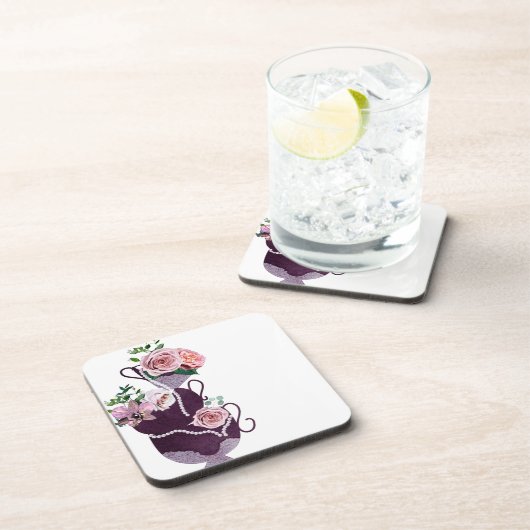 遊び心たっぷりの楽しい花柄ティーカップ キッチン コースター (右側)