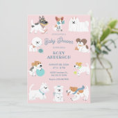 遊び心たっぷりの犬のベビーシャワー 招待状 (スタンド正面)