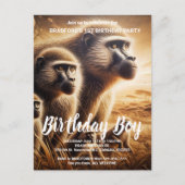 遊び心たっぷりの猿たちが野原で踊る ポストカード (正面)