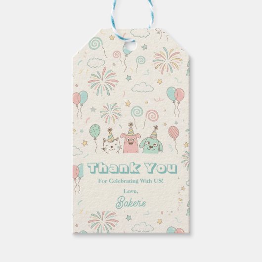 遊び心たっぷり スウィートな3歳の誕生日 ギフトタグ (正面)