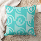 遊び心で断片化された青パターン(の模様が)ある円 クッション (ブランケット)