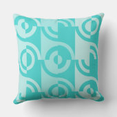 遊び心で断片化された青パターン(の模様が)ある円 クッション (裏面)