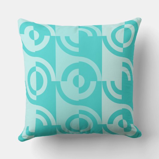 遊び心で断片化された青パターン（の模様が）ある円 クッション (裏面)