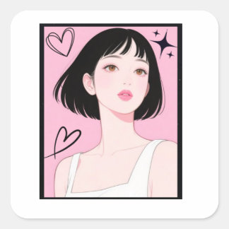 遊び心と美意識: かわいいカワイイ女子ピンクの美学 スクエアシール