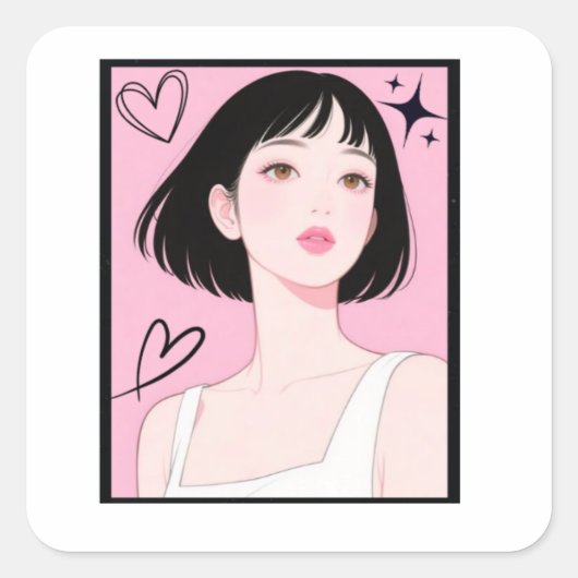 遊び心と美意識: かわいいカワイイ女子ピンクの美学 スクエアシール (正面)