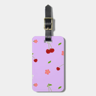 遊び心のあるさくらんぼの果実と花の背景 ラゲッジタグ
