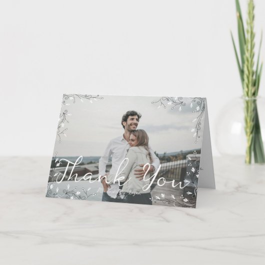 遊び心のあるイラスト 現代の手書きスクリプト サンキューカード (正面)