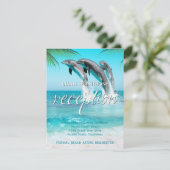 遊び心のあるイルカのトロピカルオーシャン 受付カード 招待状 (スタンド正面)