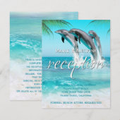 遊び心のあるイルカのトロピカルオーシャン 受付カード 招待状 (正面/裏面)