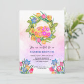 遊び心のあるイースターエッグとチューリップ 招待状 (スタンド正面)