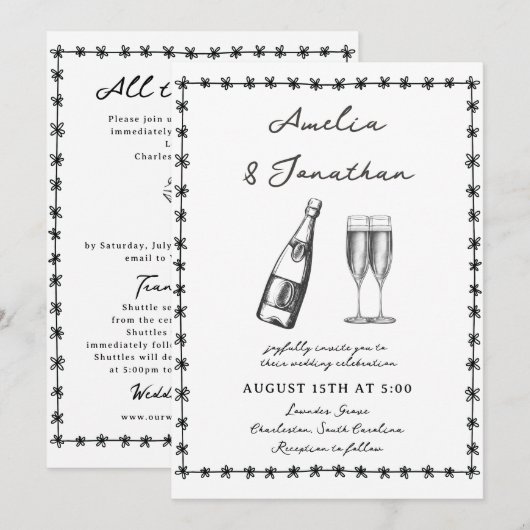 遊び心のあるウェディング 招待状 (正面/裏面)