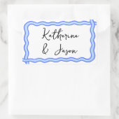 遊び心のあるウェーブレトロサンクスギフト 長方形シール (バッグ)